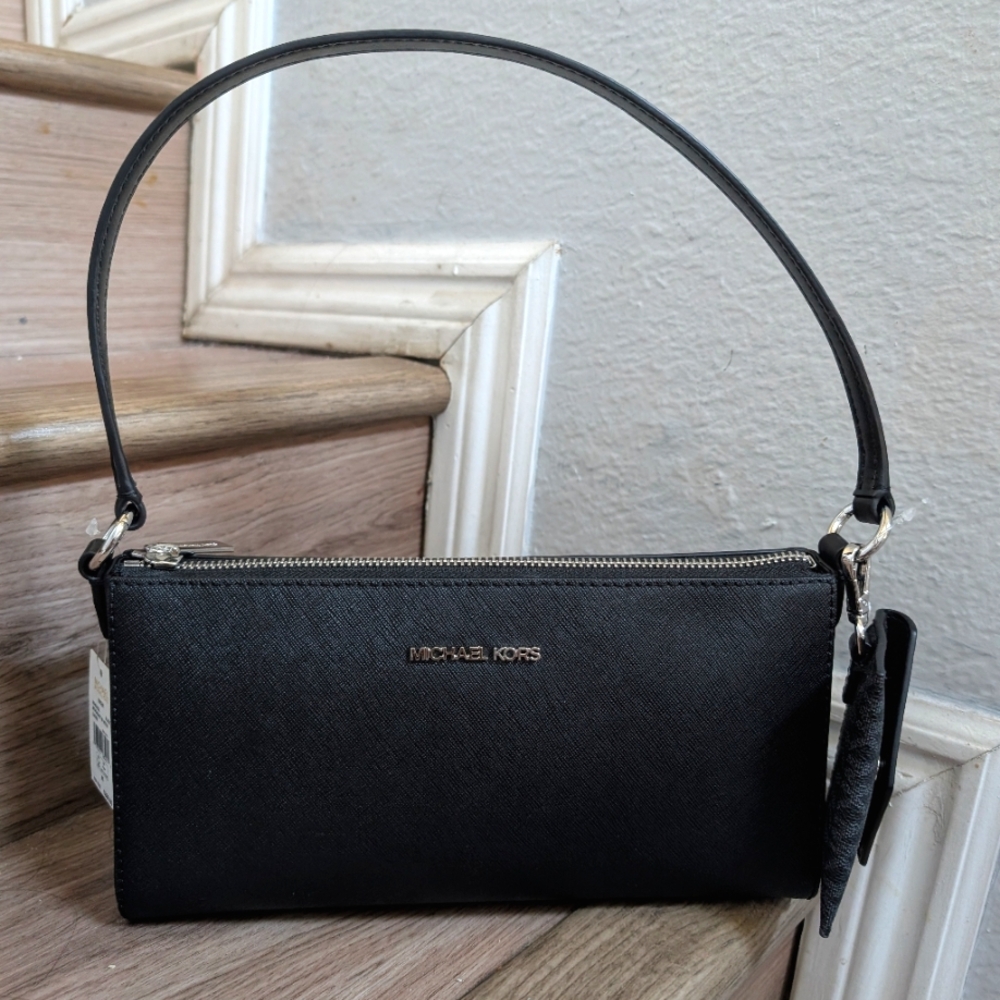 NWT Michael Kors Vincent MD Leather Pouchette Shoulder Bag with Card Holder